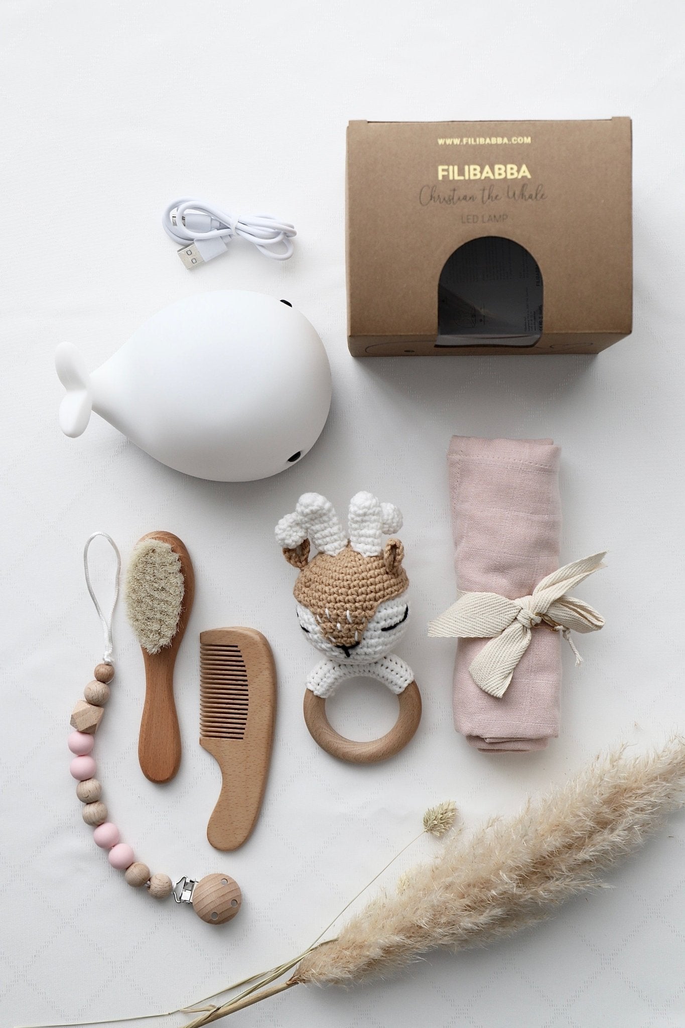 Baby Geschenkbox Mädchen "Athen" mit Wal Nachtlicht - OYKAMI in a box