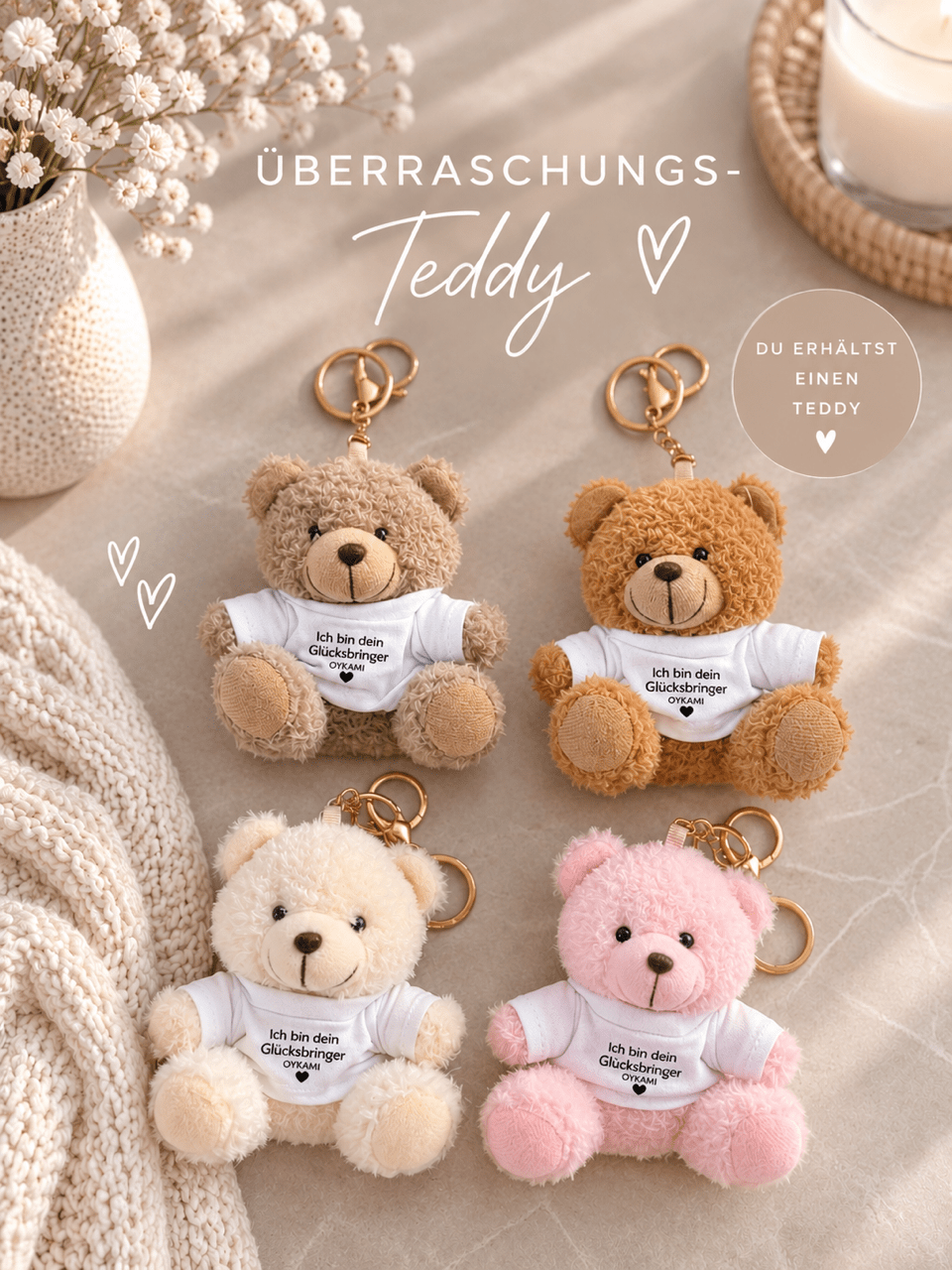 1 Glücks-Teddy – Die Farbe bleibt eine Überraschung 🧸 - OYKAMI in a box