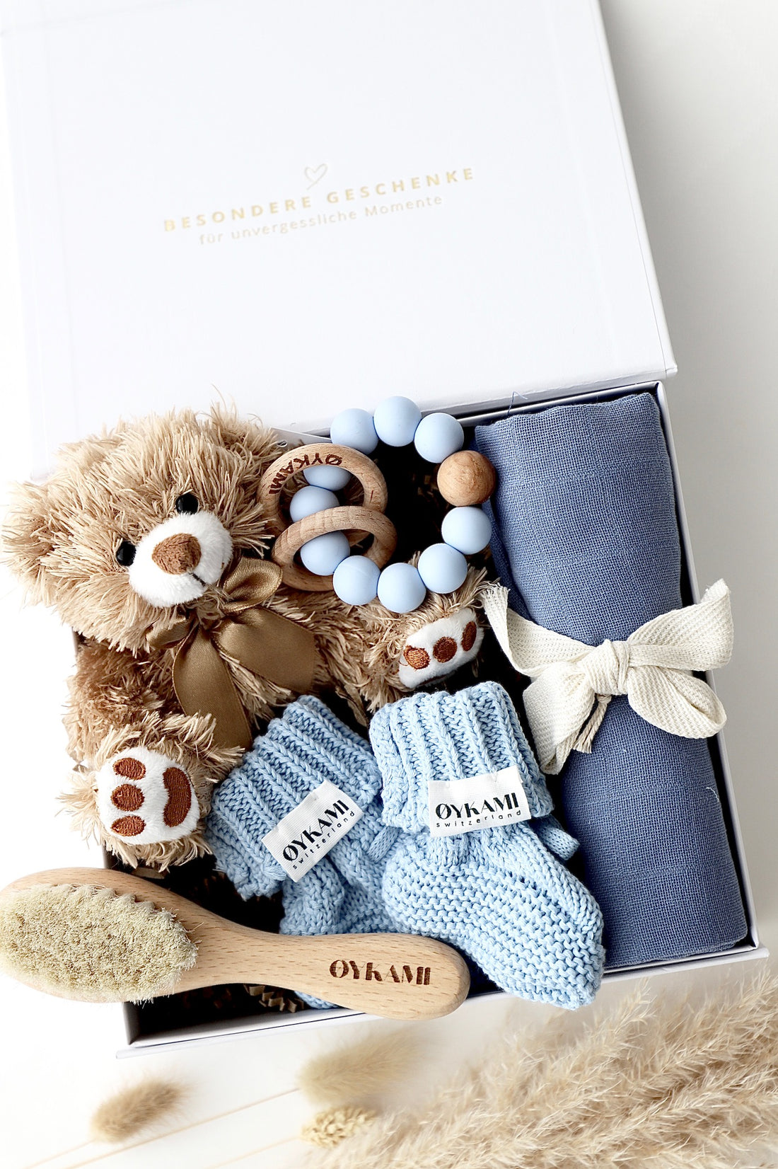 Baby Geschenkbox "Bruno" Blau - heller Bär