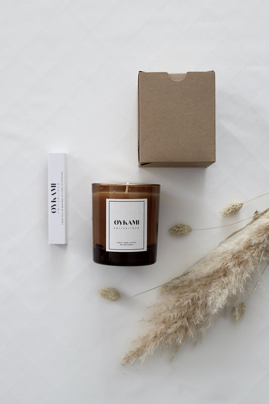 Gift set - soy scented candle "Cotton" with matches, 300 ml