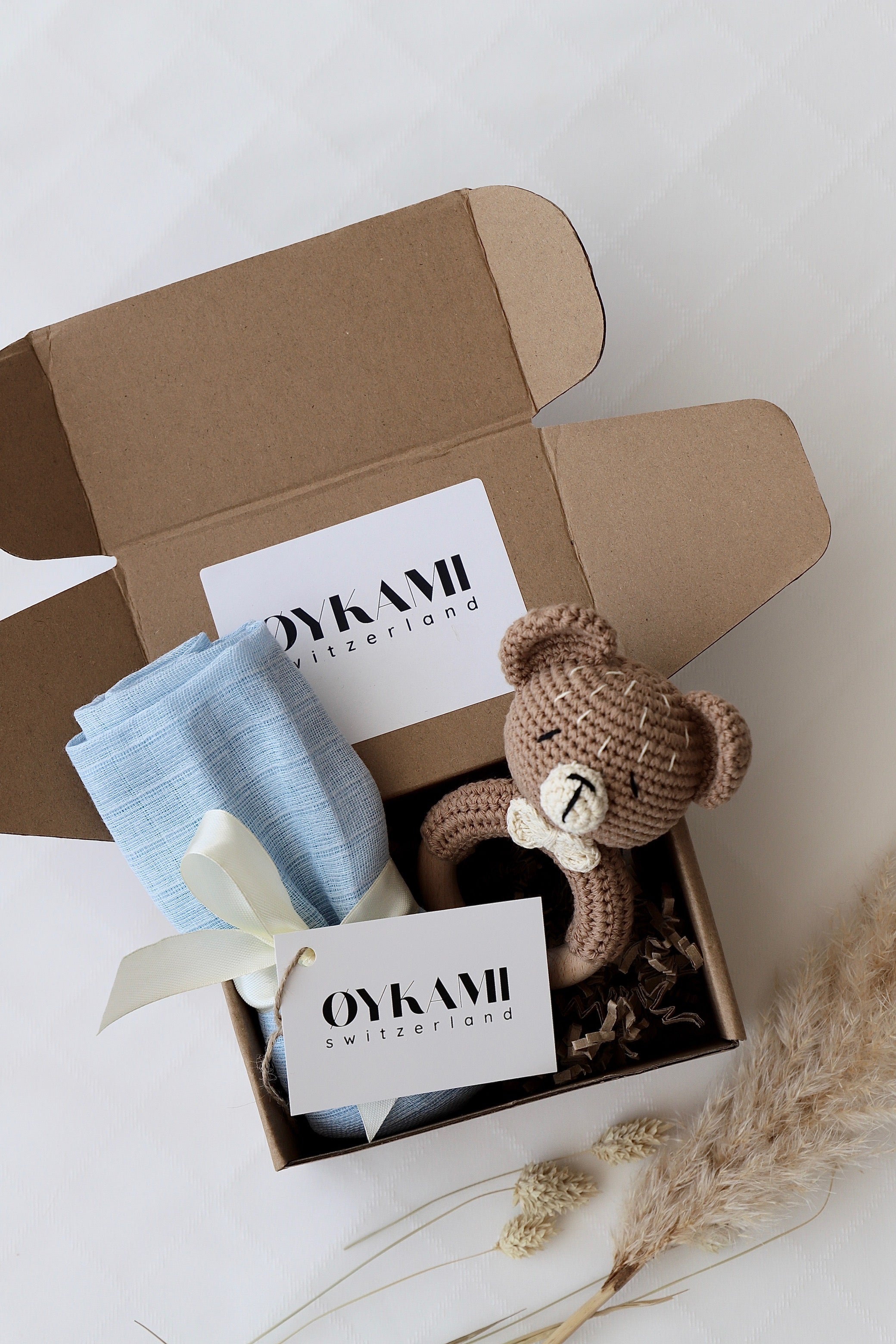 Baby Geschenkbox Junge "Male" Blau mit Bär