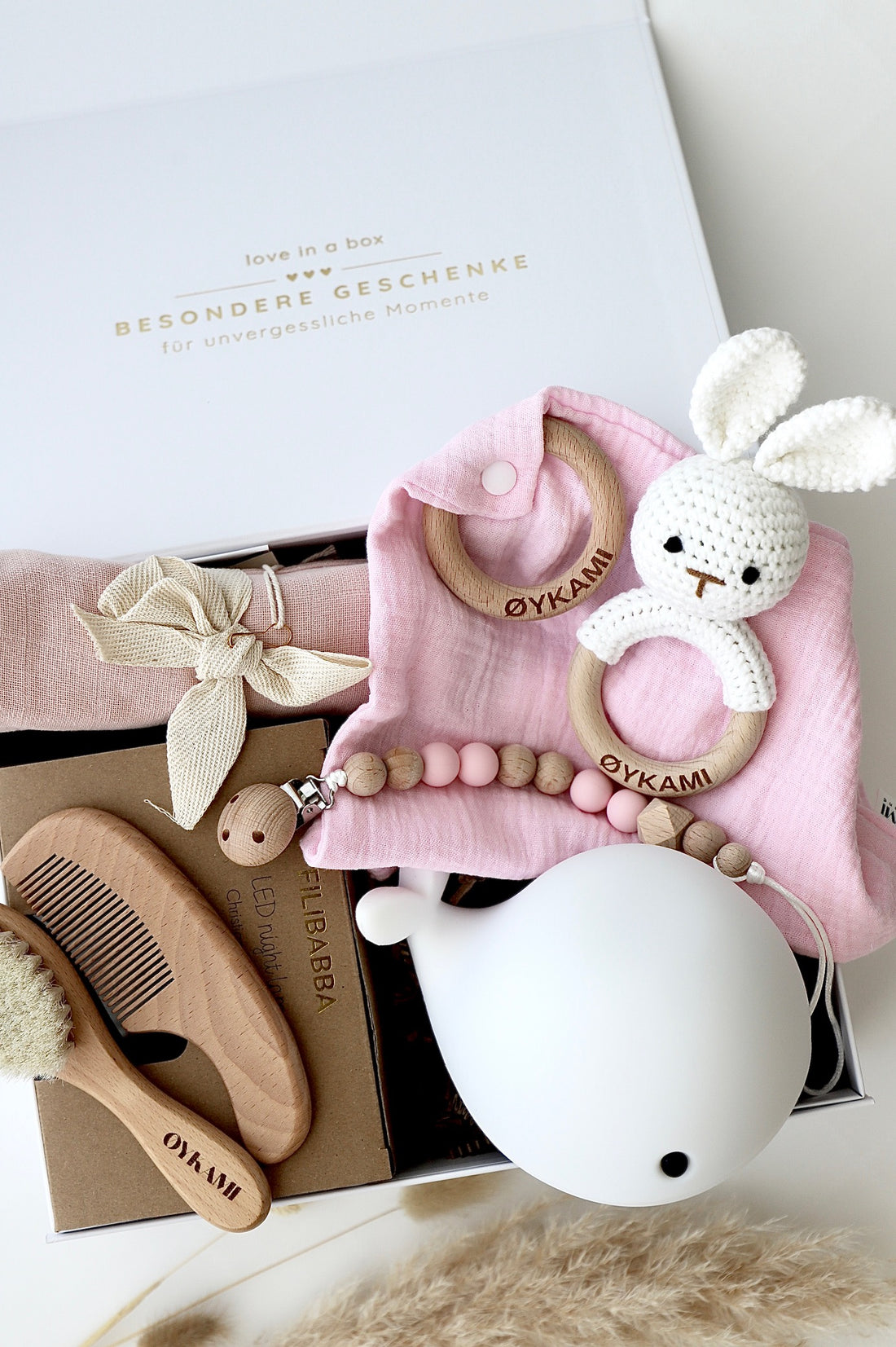Baby Geschenkbox Rosa "Athen" mit Hase