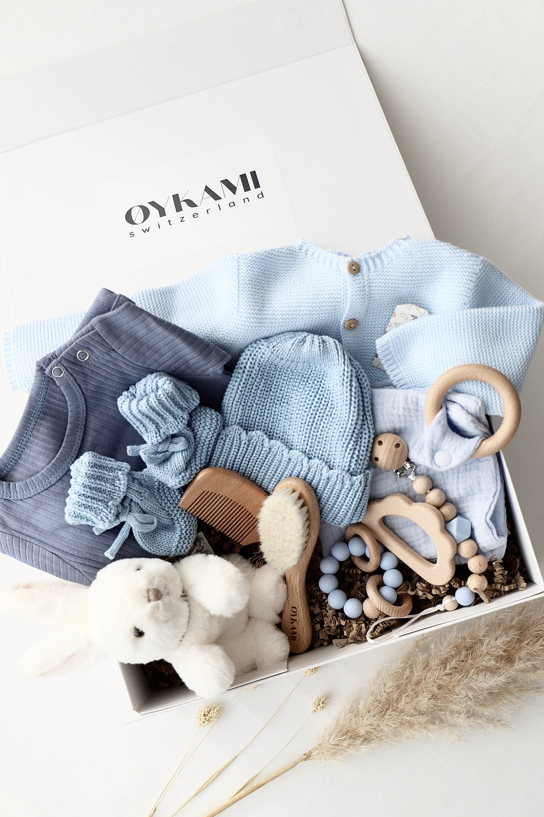 Baby Geschenkbox Blau "Verona" Hase Weiss