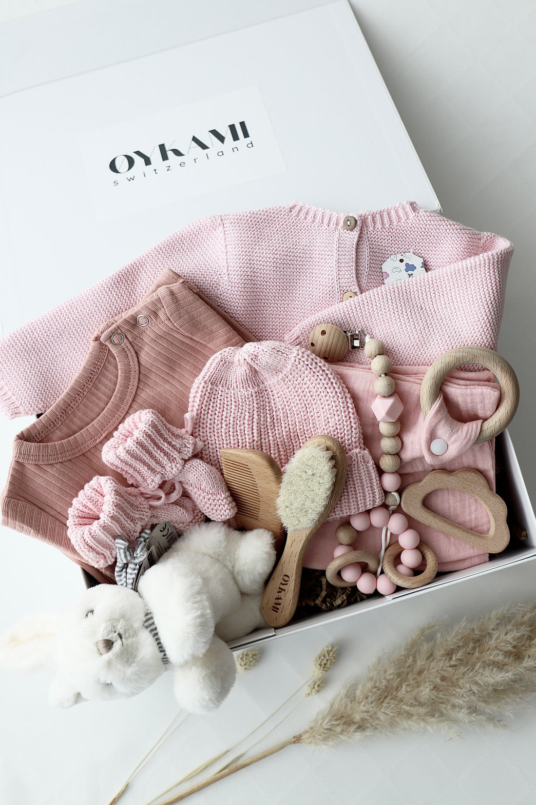 Baby Geschenkbox Rosa "Verona" Hase Weiss