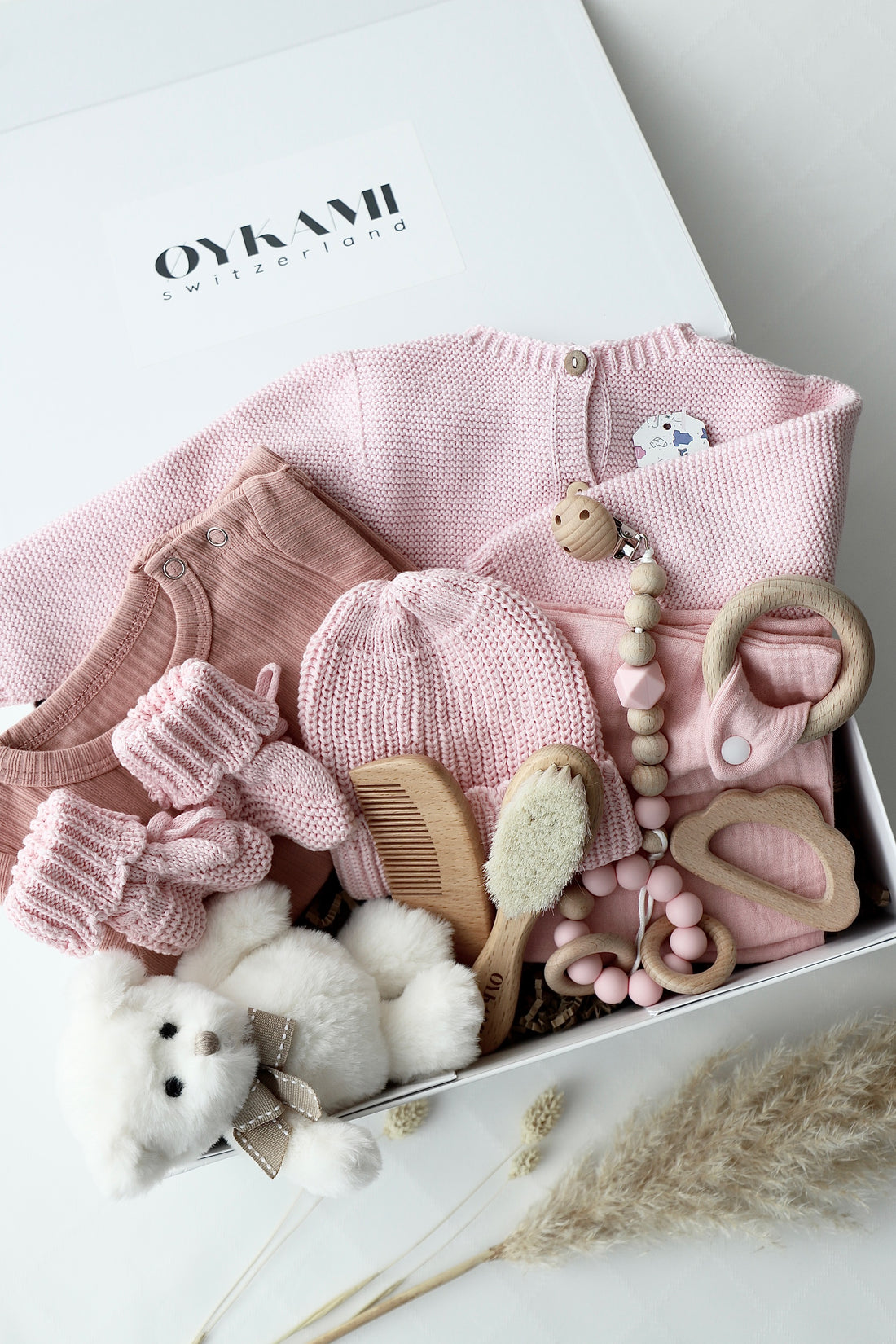 Baby Geschenkbox Rosa "Verona" Bär Weiss