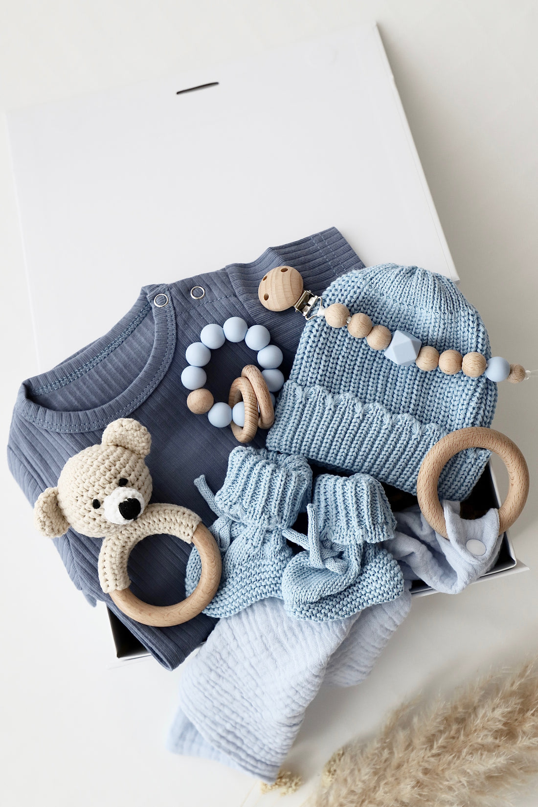 Baby Geschenkbox Blau "Palermo" heller Bär