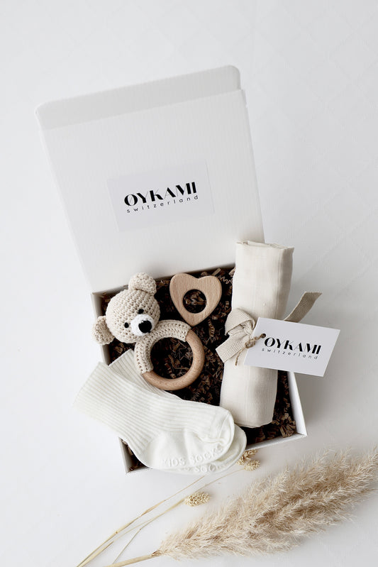 Baby Geschenkbox Weiss "Sizilien" heller Bär