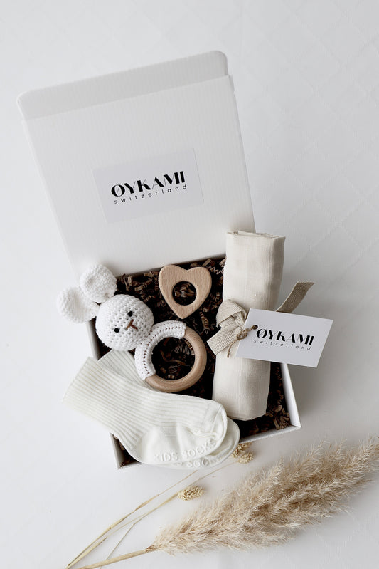 Baby Geschenkbox Weiss "Sizilien" Hase