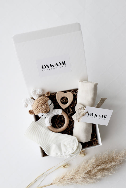 Baby Geschenkbox Weiss "Sizilien" Elch