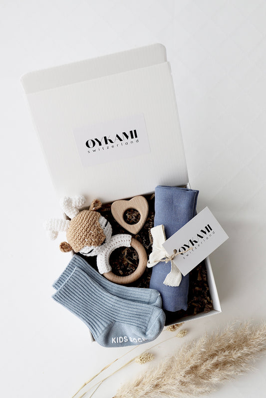 Baby Geschenkbox Blau "Sizilien" Elch