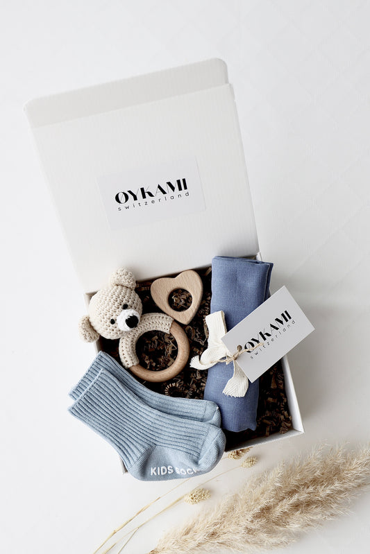 Baby Geschenkbox Blau "Sizilien" heller Bär