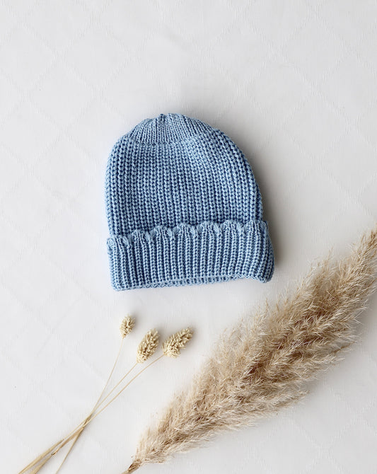 Gestrickte Mütze Blau