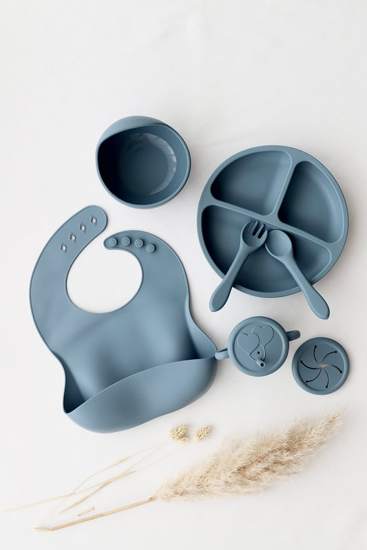 Zauberhaftes Babynahrungsset mit Saugnäpfen blau