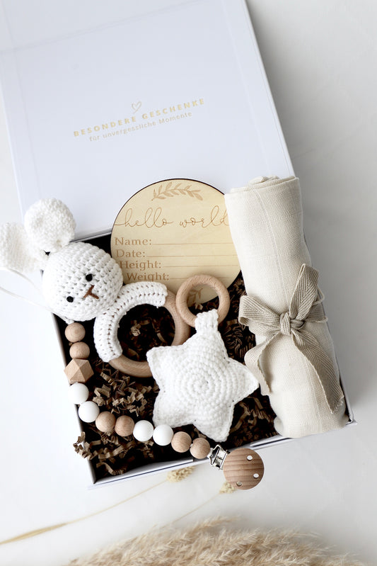 Baby Geschenkbox neutrale Farben "Estland" mit Hase