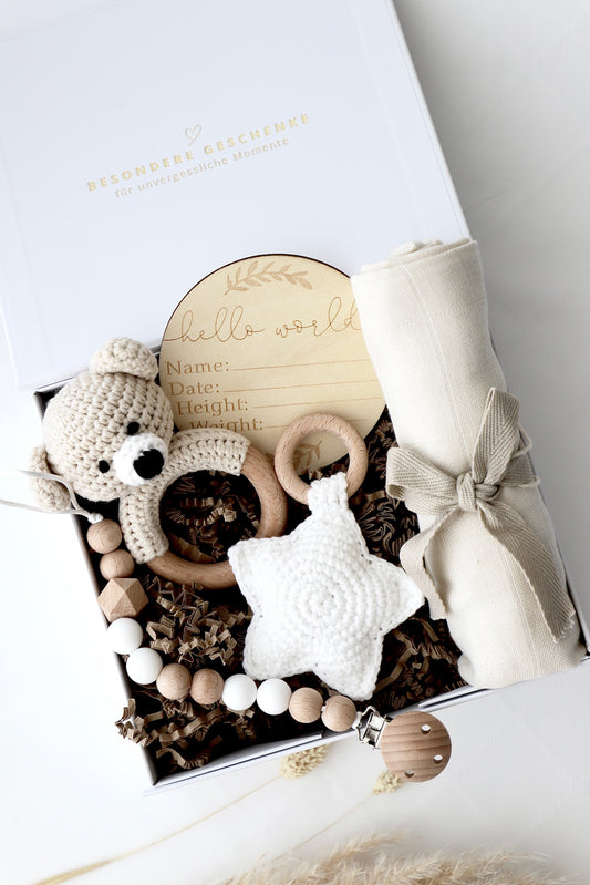 Baby Geschenkbox Beige "Estland" heller Bär