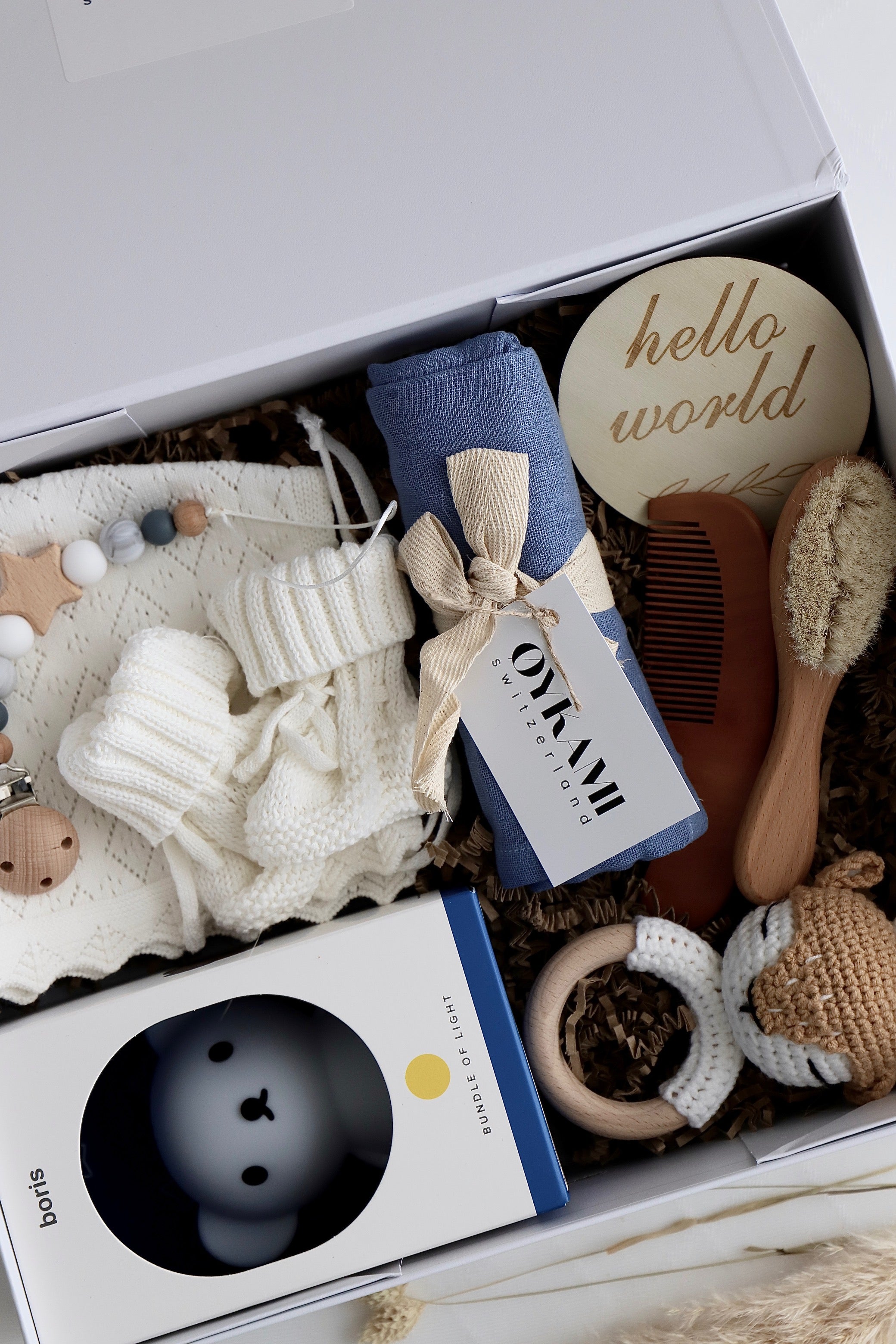 Baby Geschenkbox Junge "Alabama" mit Boris Nachtlicht und Elch