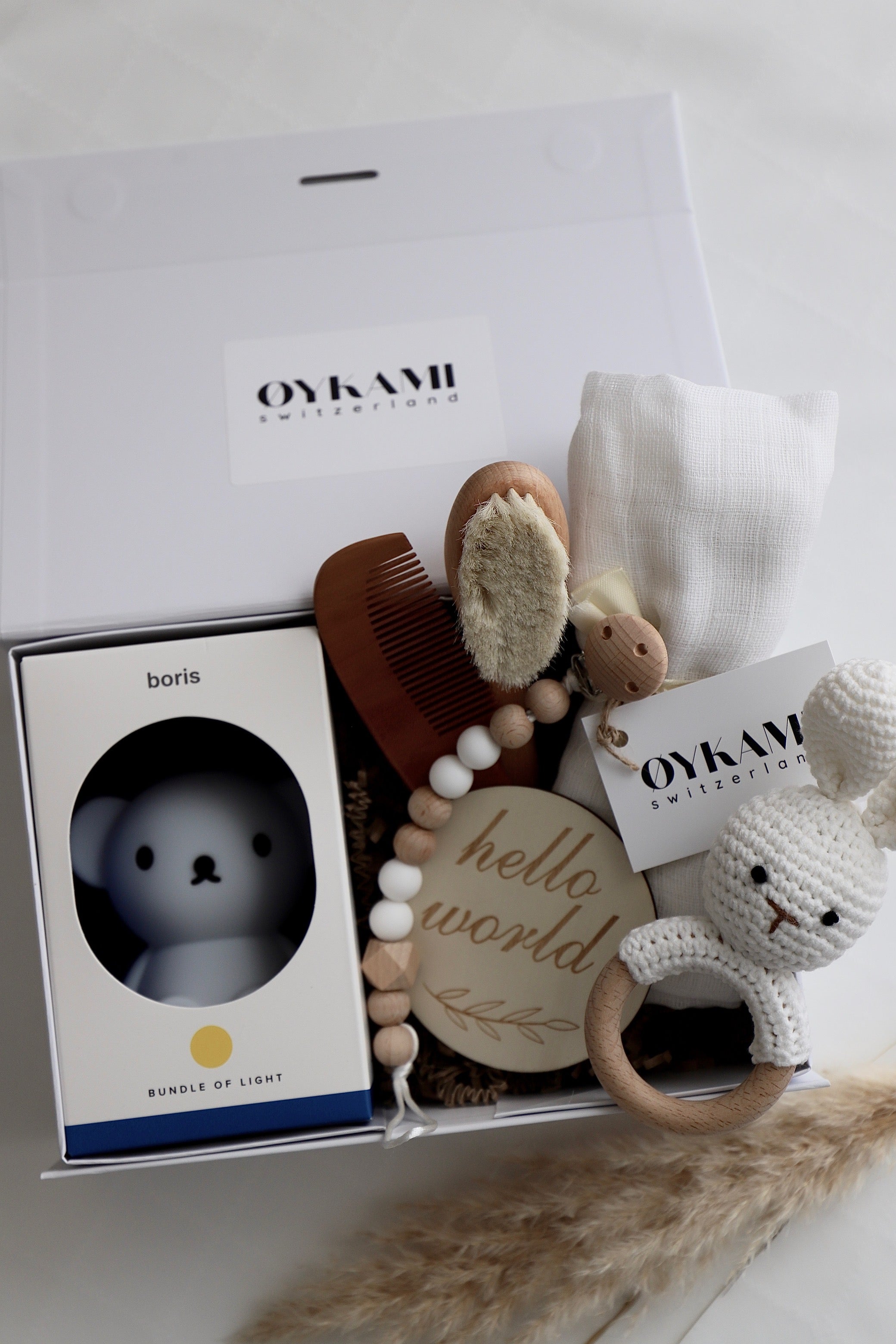 Baby Geschenkbox "Idaho" mit Boris Nachtlicht und Hase