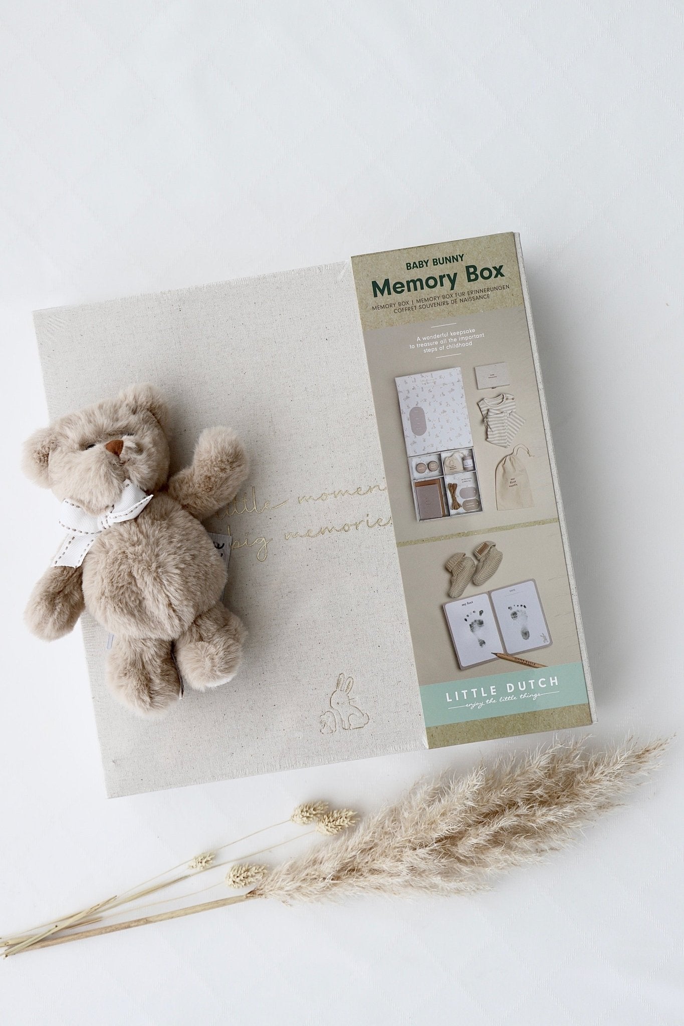 Baby Erinnerungsbox Beige - Bär braun - OYKAMI in a box