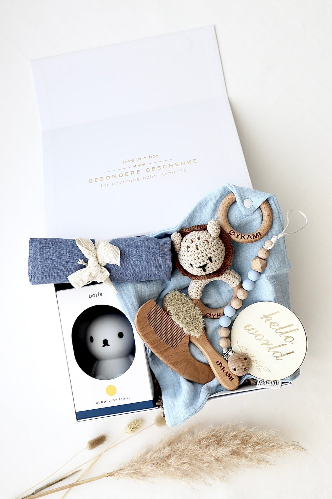 Baby Geschenkbox Blau "Casablanca" mit Löwe - OYKAMI in a box