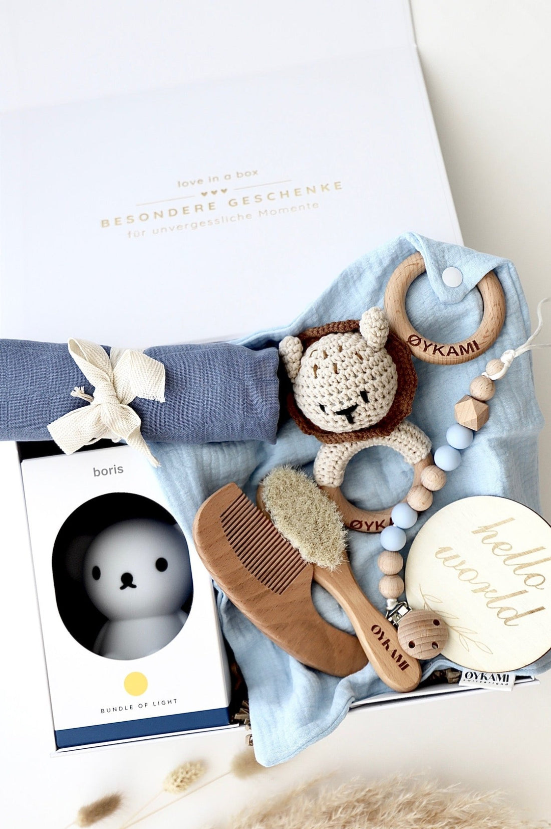 Baby Geschenkbox Blau "Casablanca" mit Löwe - OYKAMI in a box