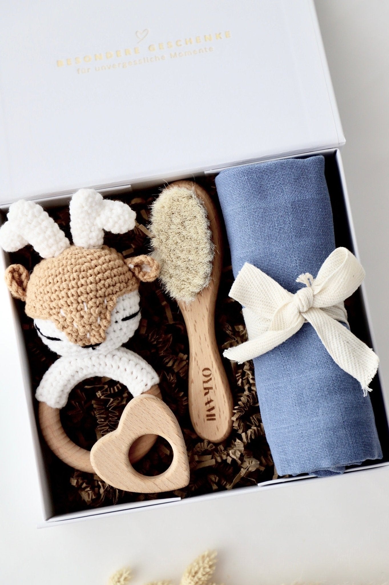 Baby Geschenkbox Blau "Colmar" Elch - OYKAMI in a box