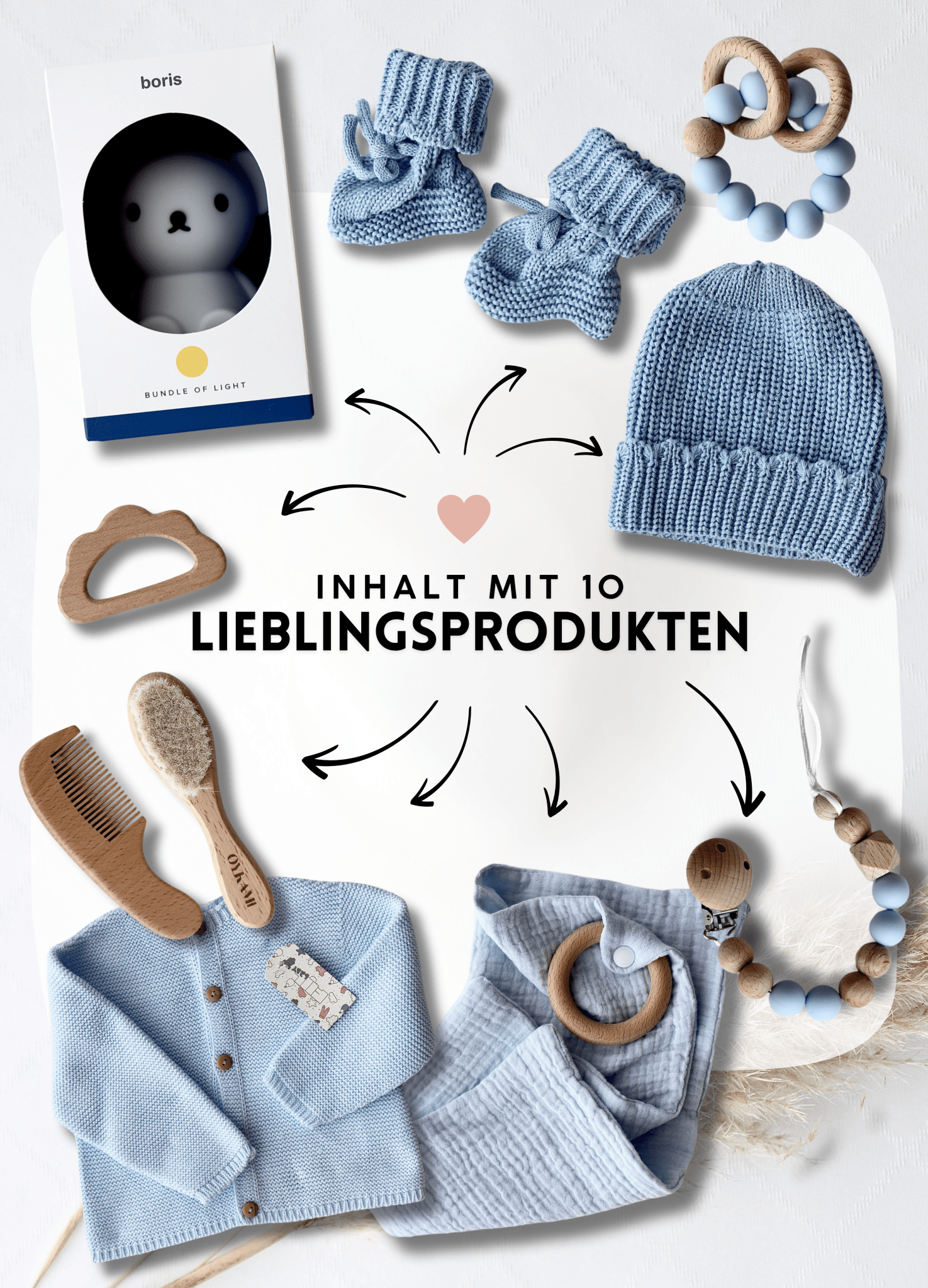 Baby Geschenkbox Blau "Como" Nachtlicht Boris - OYKAMI in a box