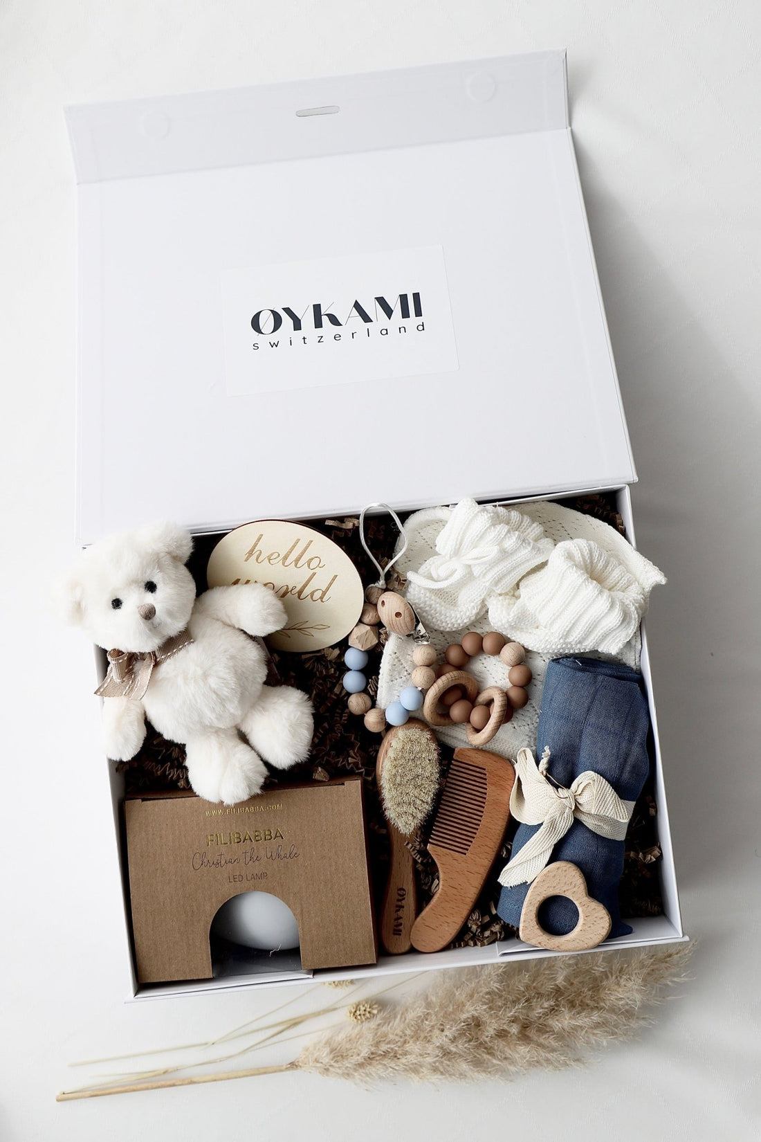 Baby Geschenkbox Blau "Paris" Bär Weiss - OYKAMI in a box