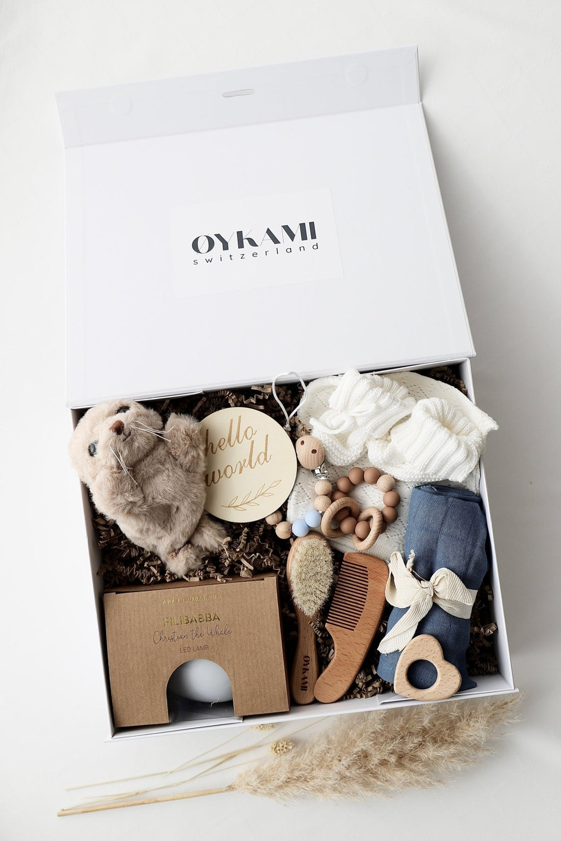 Baby Geschenkbox Blau "Paris" Robbe Braun - OYKAMI in a box