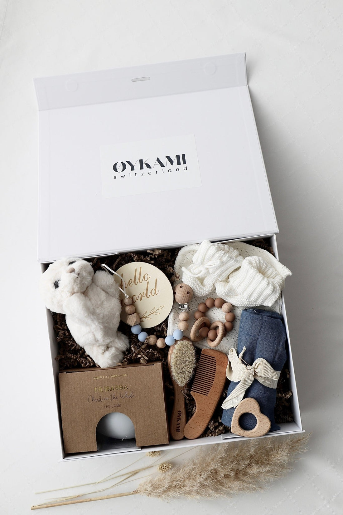 Baby Geschenkbox Blau "Paris" Robbe Weiss - OYKAMI in a box