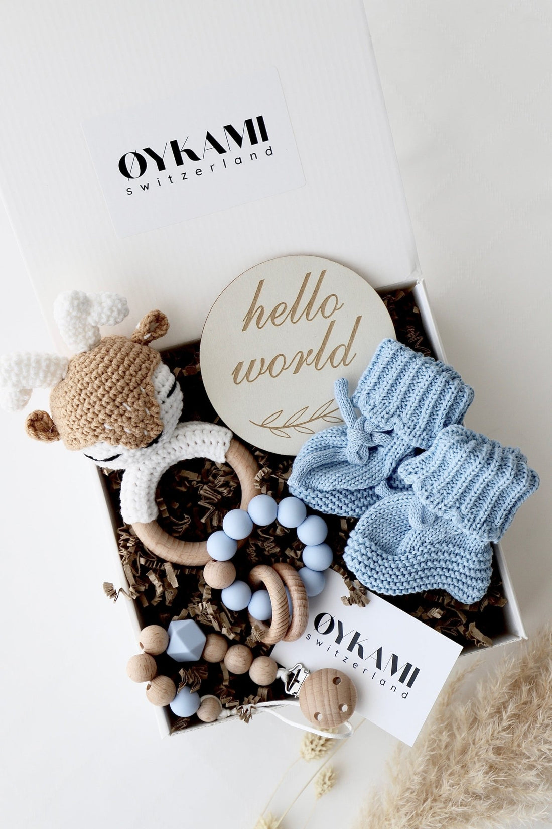 Baby Geschenkbox Blau "Phoenix" Elch - OYKAMI in a box