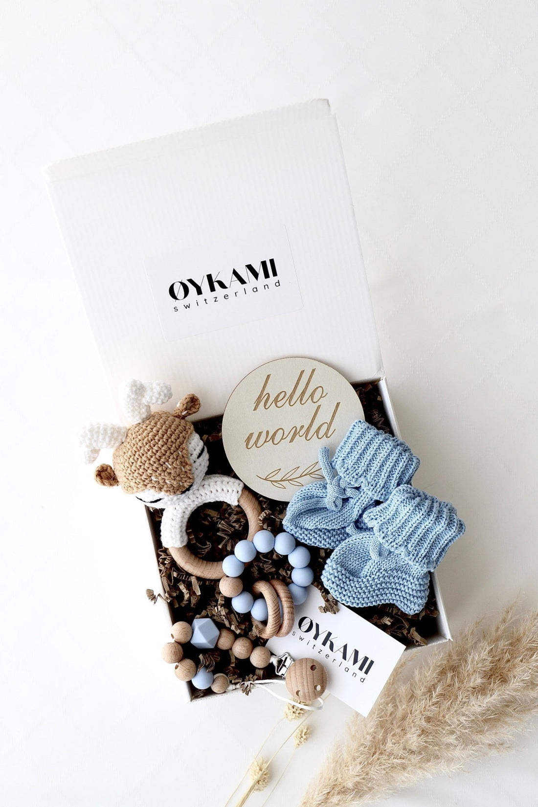 Baby Geschenkbox Blau "Phoenix" Elch - OYKAMI in a box