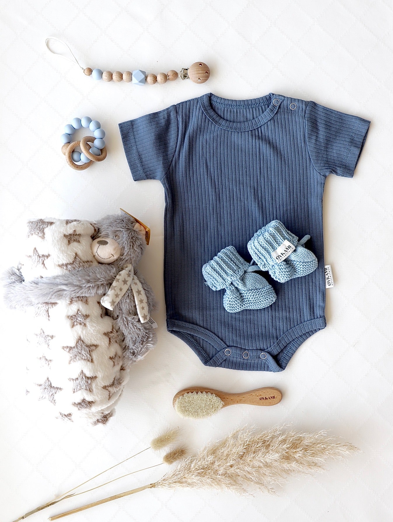 Baby Geschenkbox Blau "Venezia" mit Bär - OYKAMI in a box
