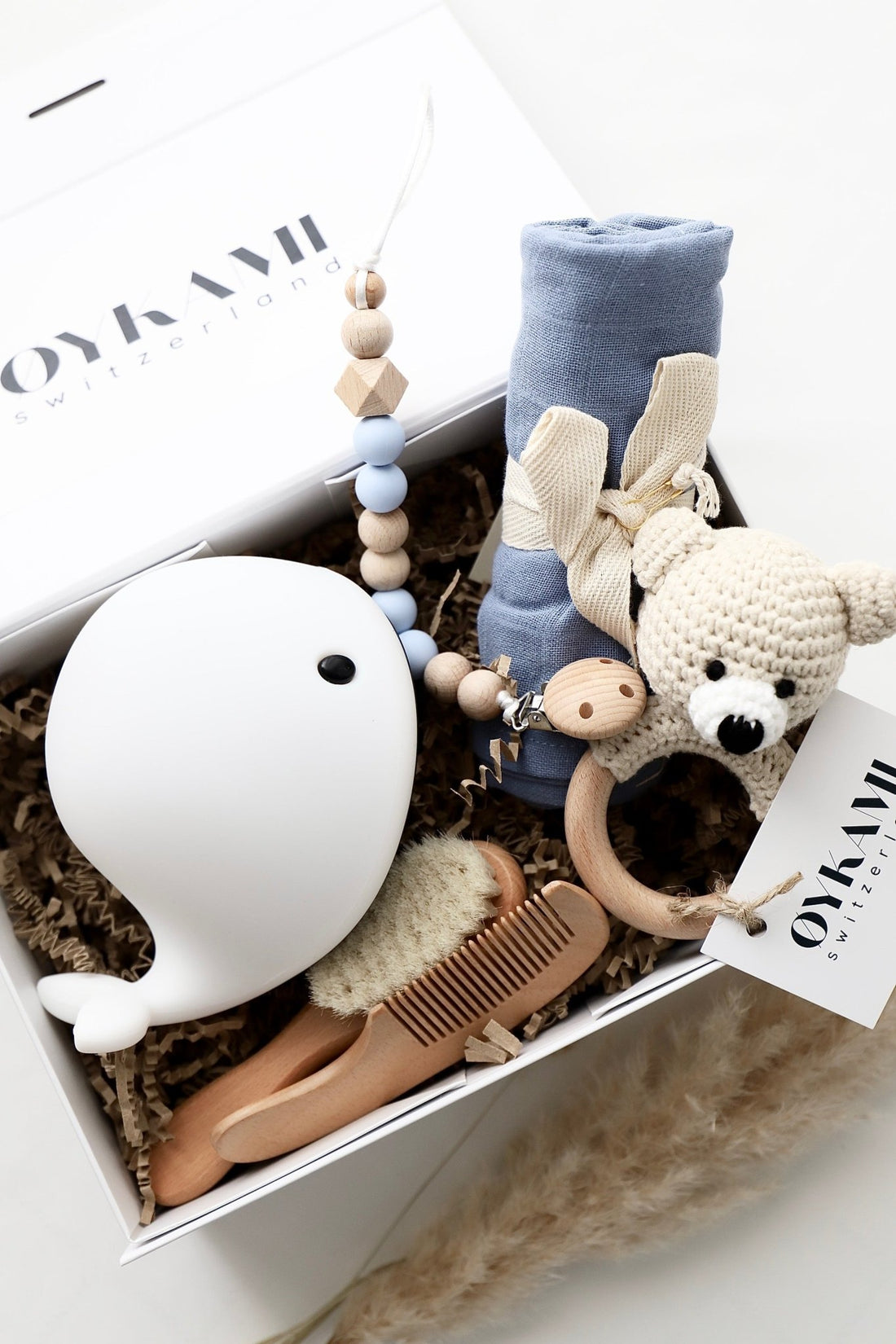 Baby Geschenkbox Junge "Athen" mit Wal Nachtlicht No. 5 - OYKAMI in a box