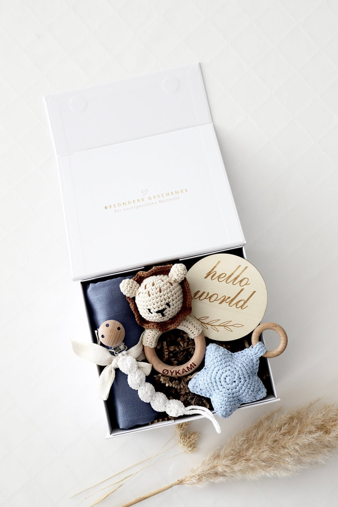 Baby Geschenkbox Junge "Fidschi" mit Löwe - OYKAMI in a box