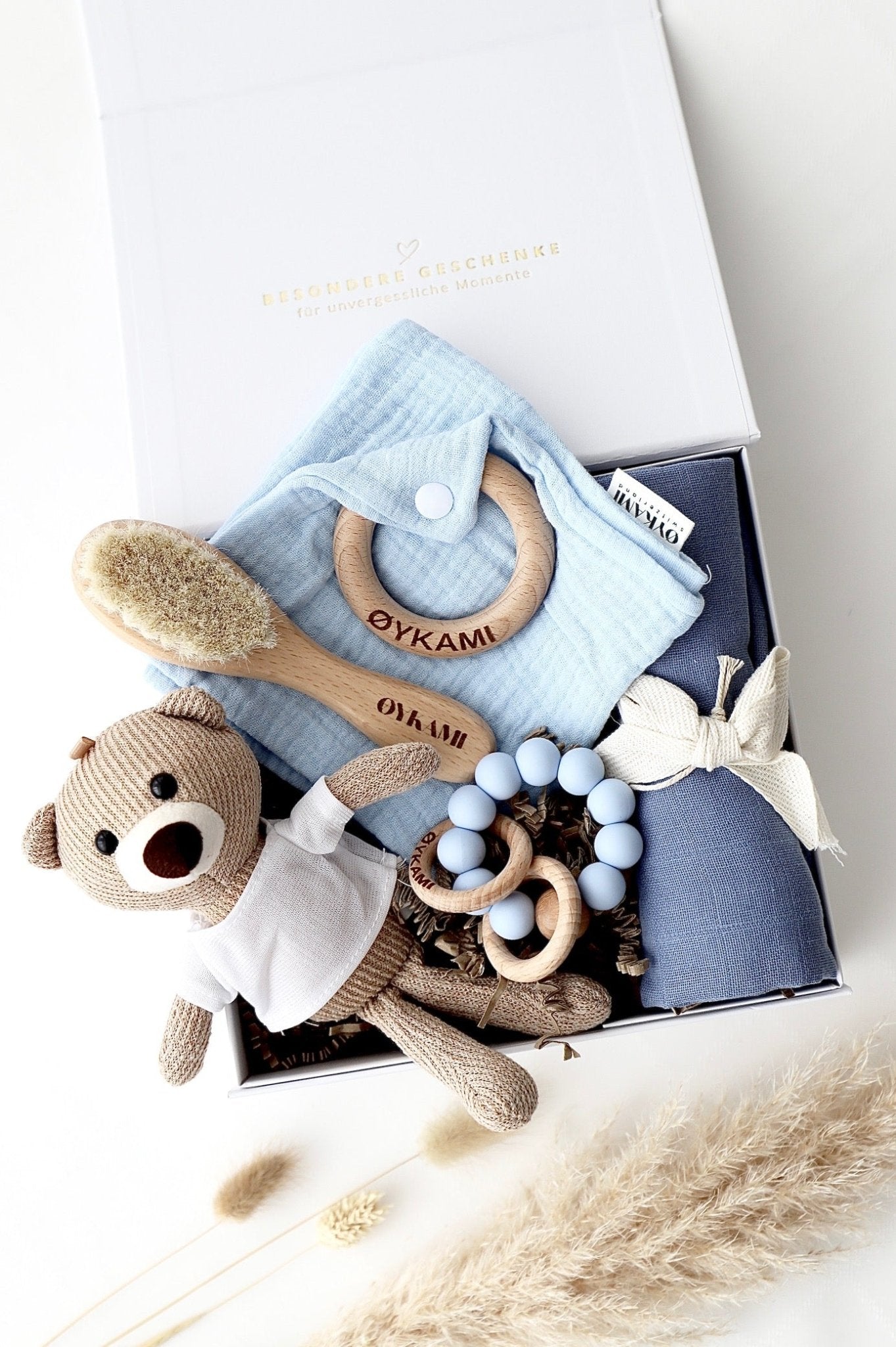 Baby Geschenkbox „Little Bear“ Blau - OYKAMI in a box