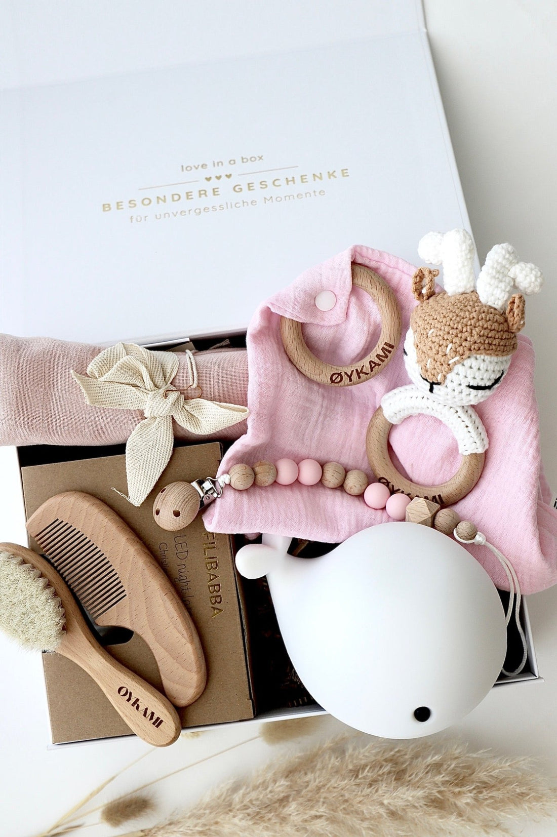 Baby Geschenkbox Rosa "Athen" mit Hirsch - OYKAMI in a box