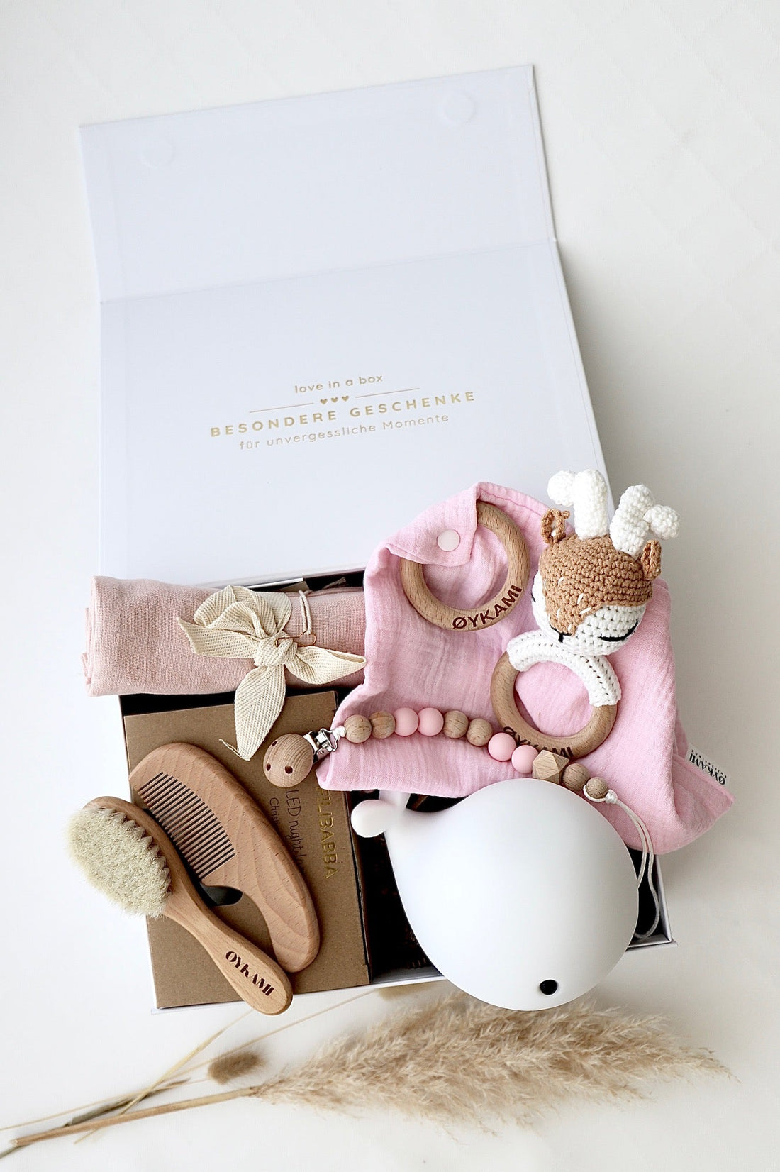 Baby Geschenkbox Rosa "Athen" mit Hirsch - OYKAMI in a box