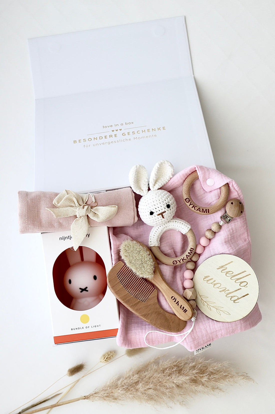 Baby Geschenkbox Rosa "Casablanca" mit Hase - OYKAMI in a box