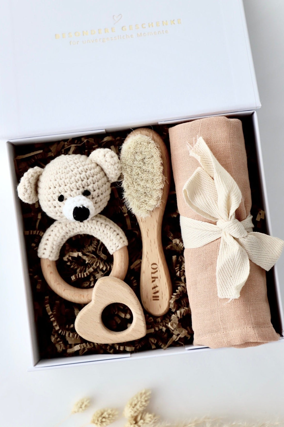 Baby Geschenkbox Rosa "Colmar" heller Bär - OYKAMI in a box