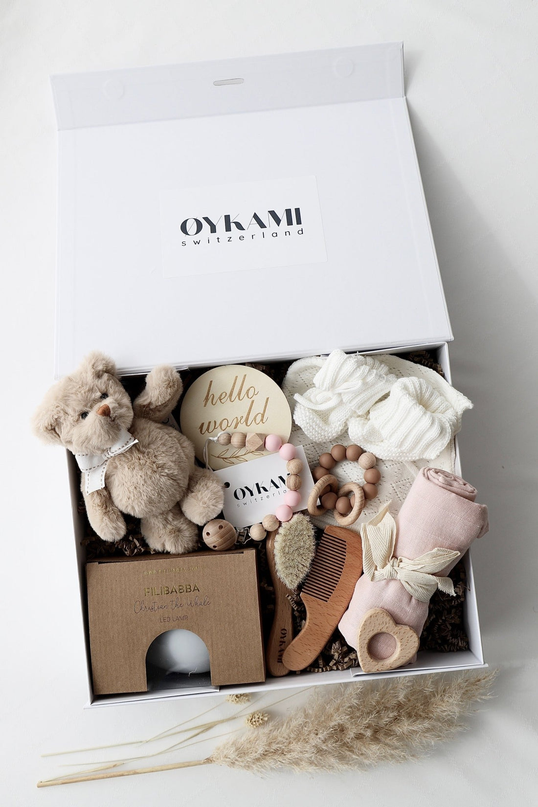 Baby Geschenkbox Rosa "Paris" Bär Braun - OYKAMI in a box