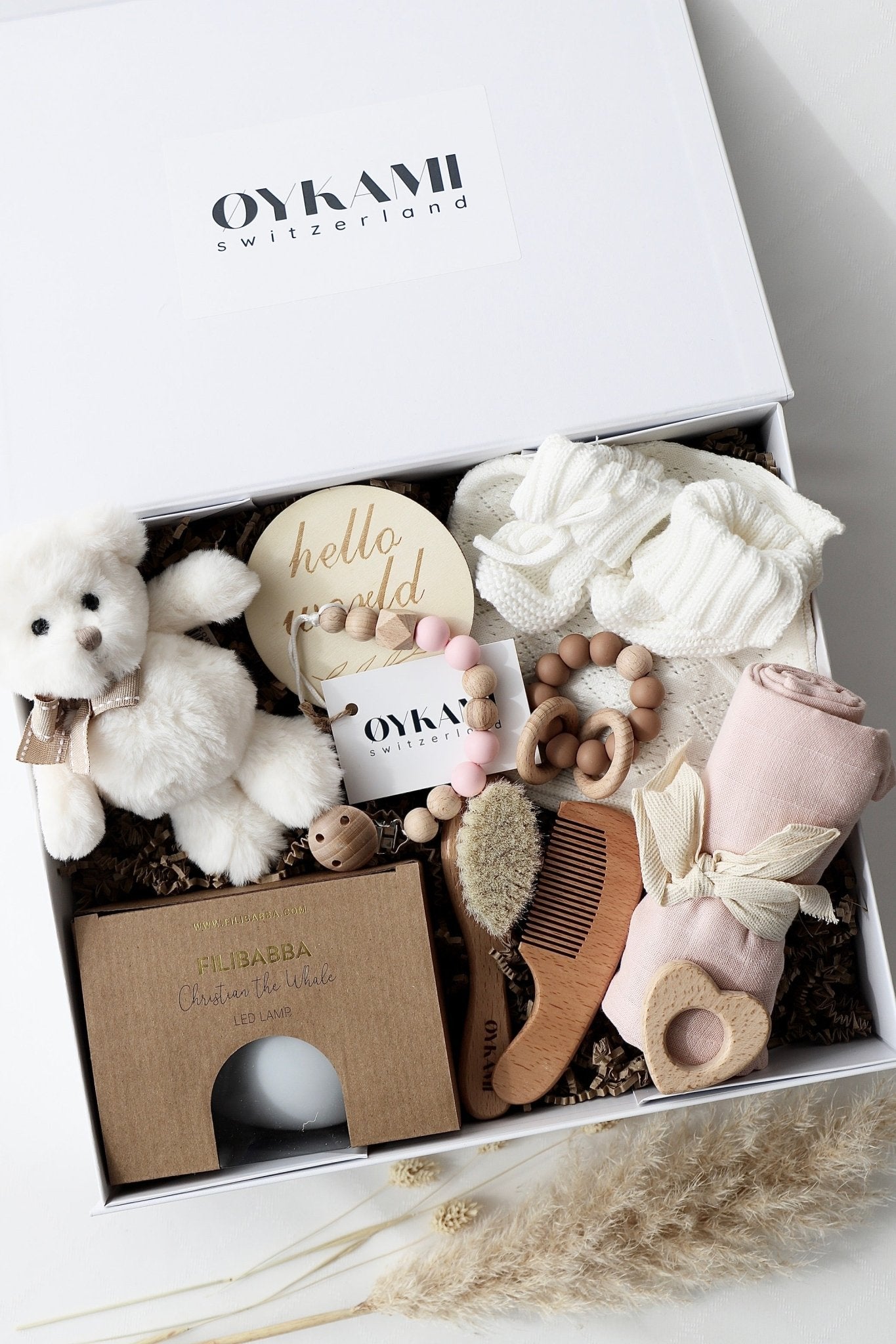 Baby Geschenkbox Rosa "Paris" Bär Weiss - OYKAMI in a box
