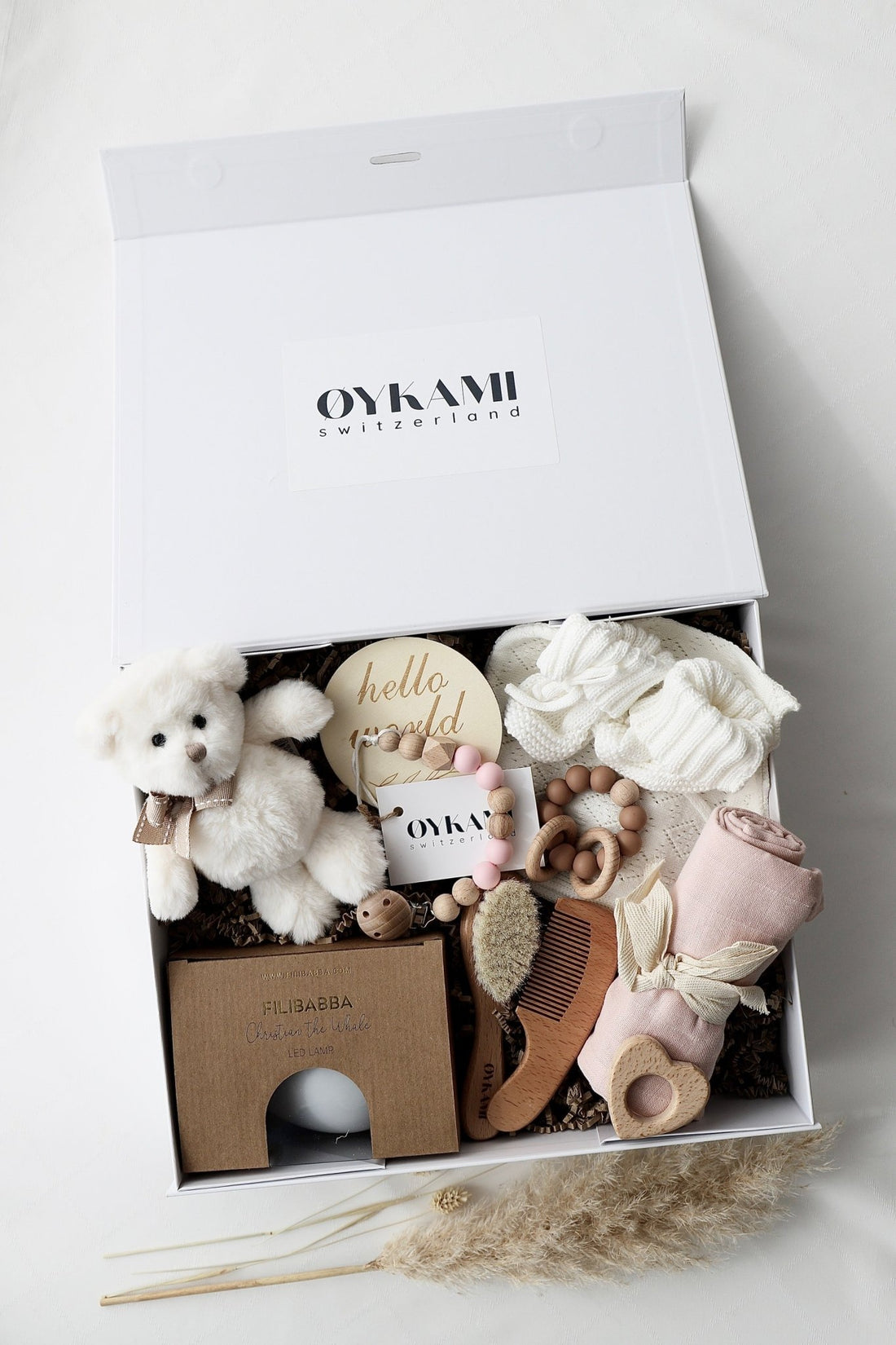 Baby Geschenkbox Rosa "Paris" Bär Weiss - OYKAMI in a box