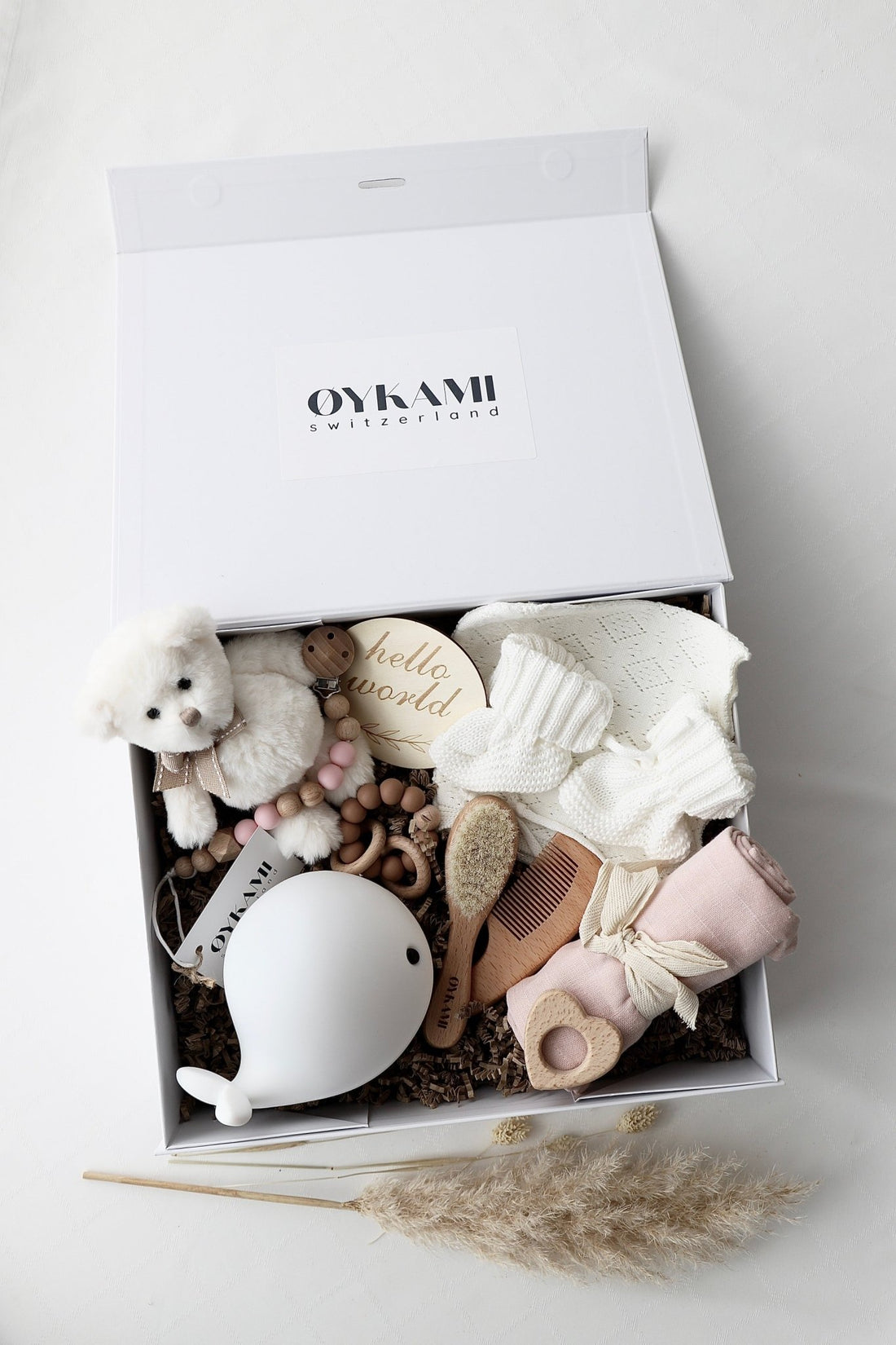 Baby Geschenkbox Rosa "Paris" Bär Weiss - OYKAMI in a box