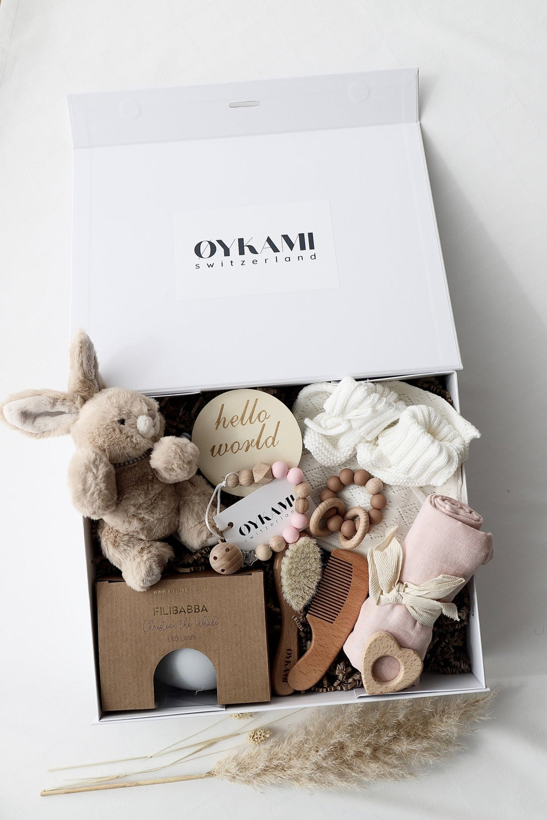 Baby Geschenkbox Rosa "Paris" Hase Braun - OYKAMI in a box