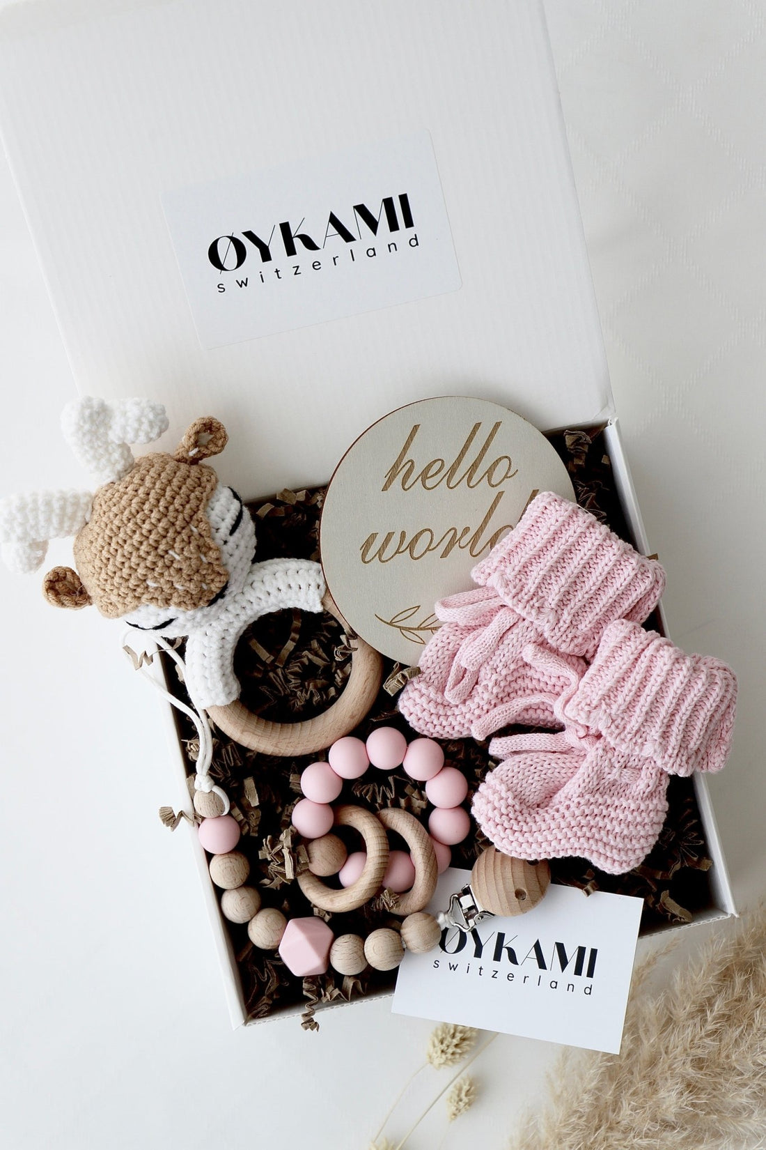 Baby Geschenkbox Rosa "Phoenix" Elch - OYKAMI in a box