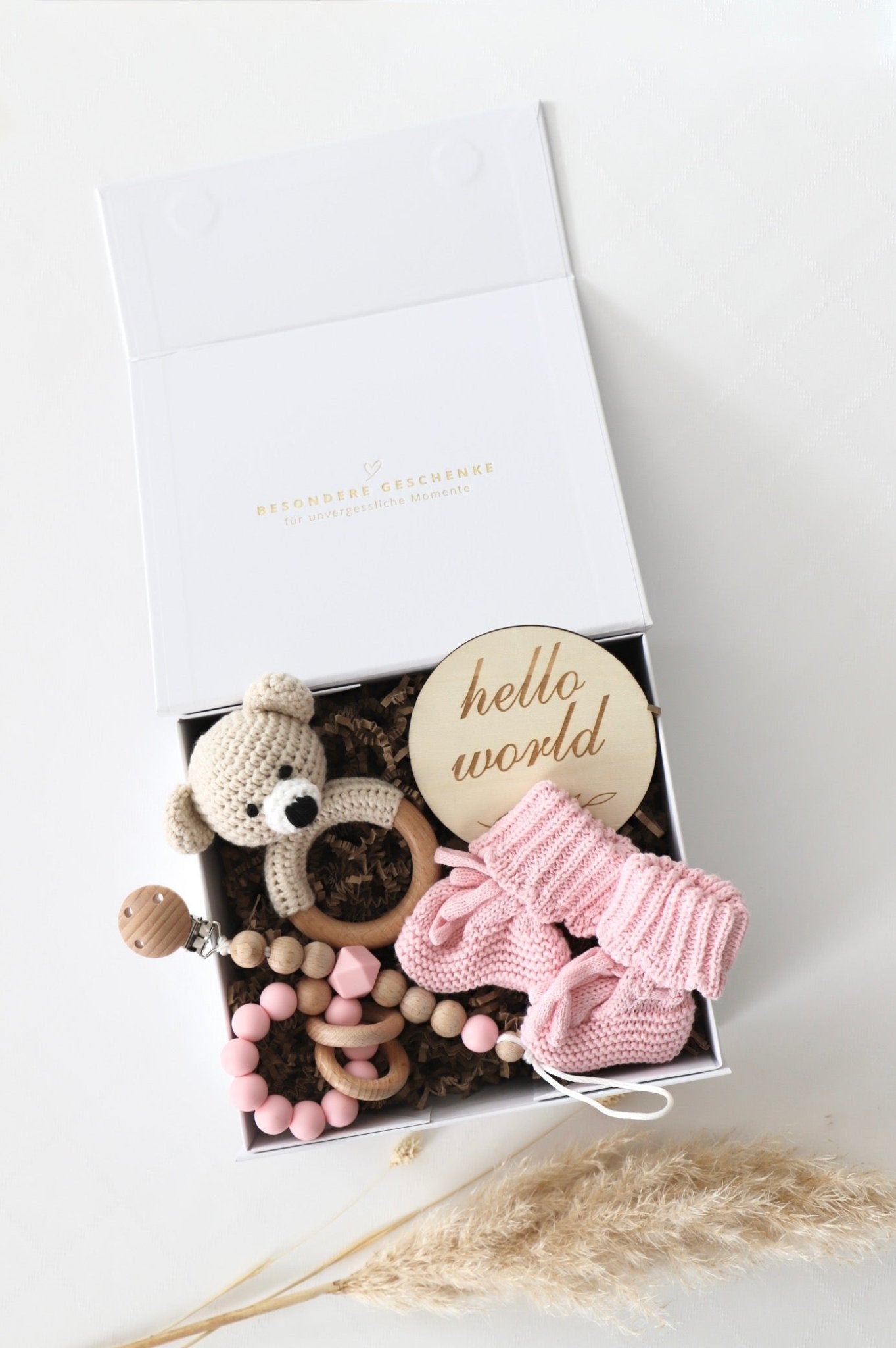 Baby Geschenkbox Rosa "Phoenix" heller Bär - OYKAMI in a box