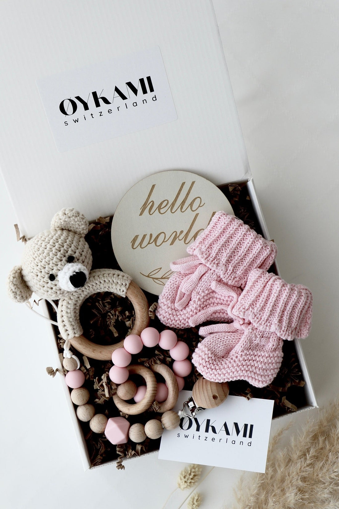 Baby Geschenkbox Rosa "Phoenix" heller Bär - OYKAMI in a box