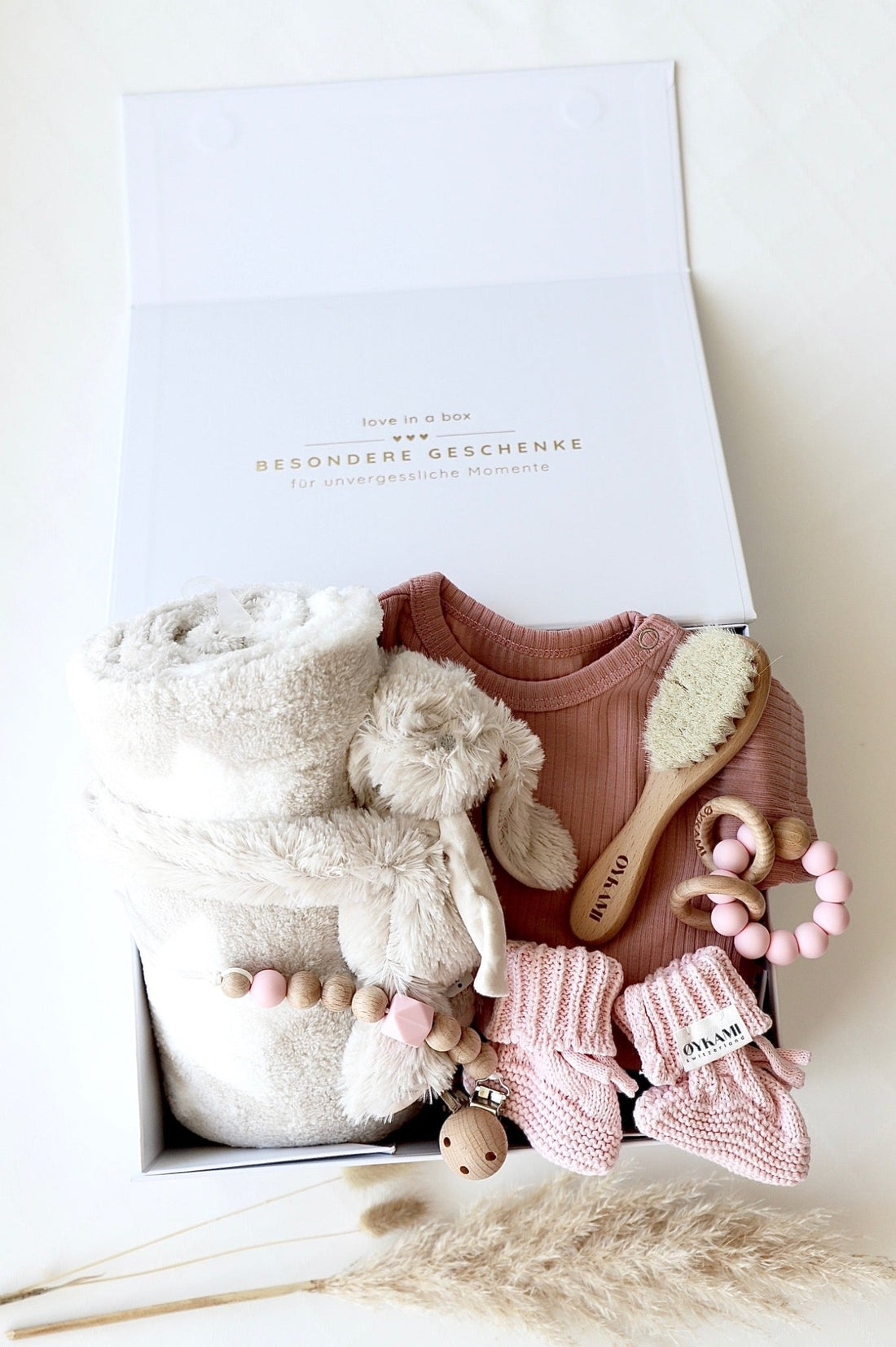 Baby Geschenkbox Rosa "Venezia" mit Hase - OYKAMI in a box