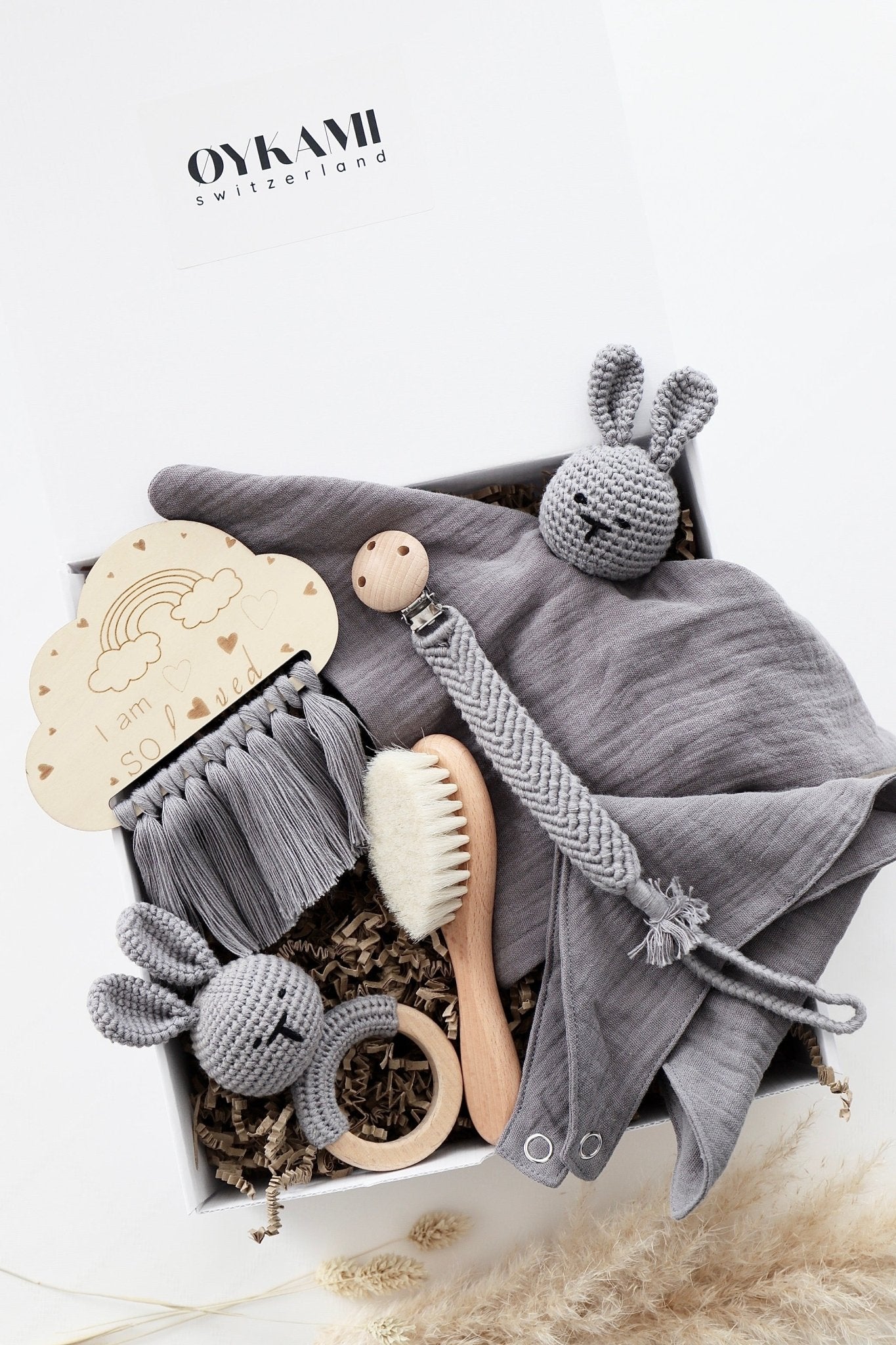 Baby Geschenkbox "Salzburg" Bunny grau/blau - OYKAMI in a box