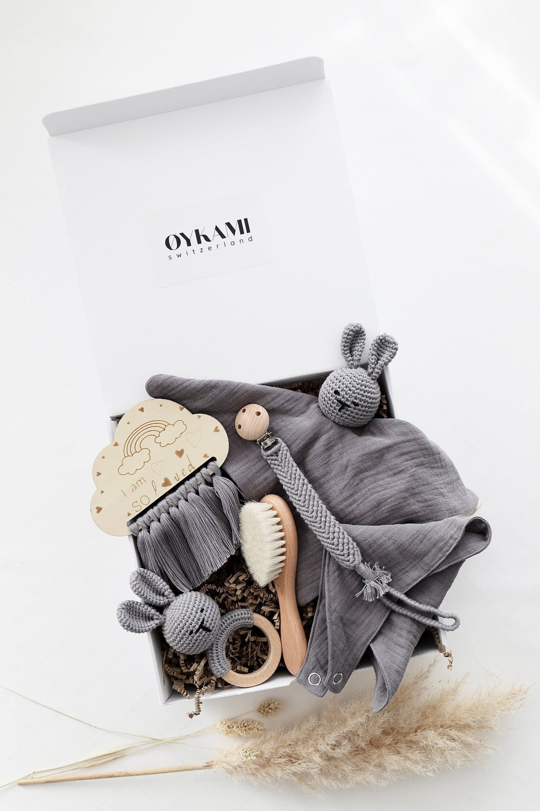 Baby Geschenkbox "Salzburg" Bunny grau/blau - OYKAMI in a box